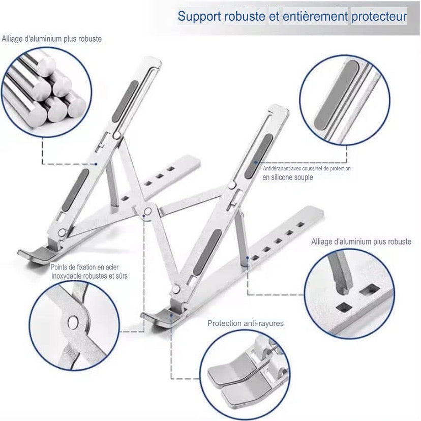 Support Laptop Aluminium Réglable — Ergonomie & Ventilation Optimale