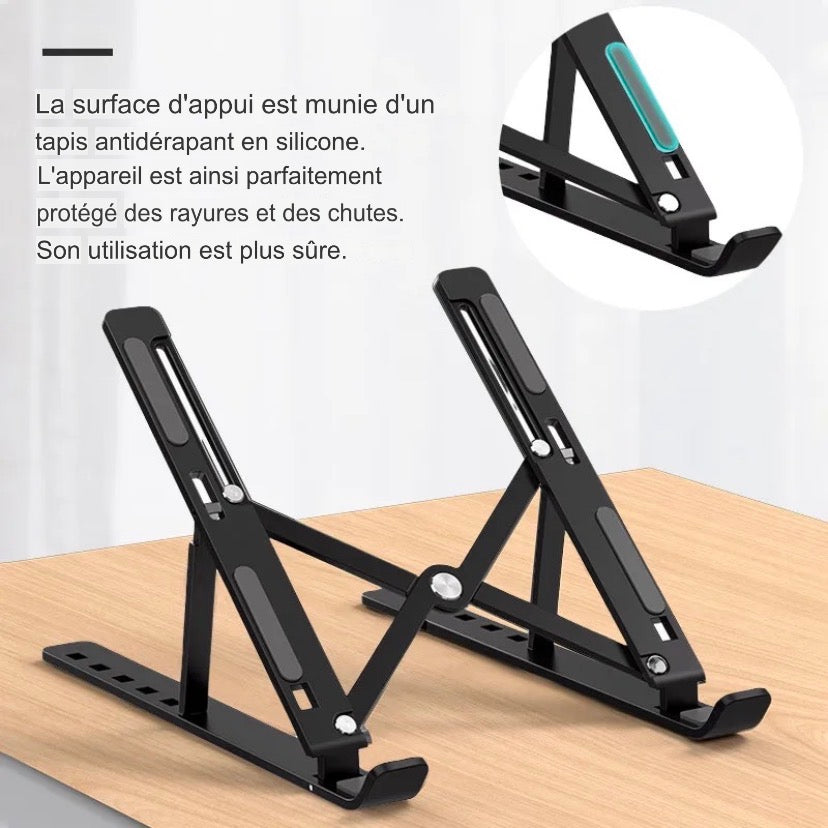 Support Laptop Aluminium Réglable — Ergonomie & Ventilation Optimale