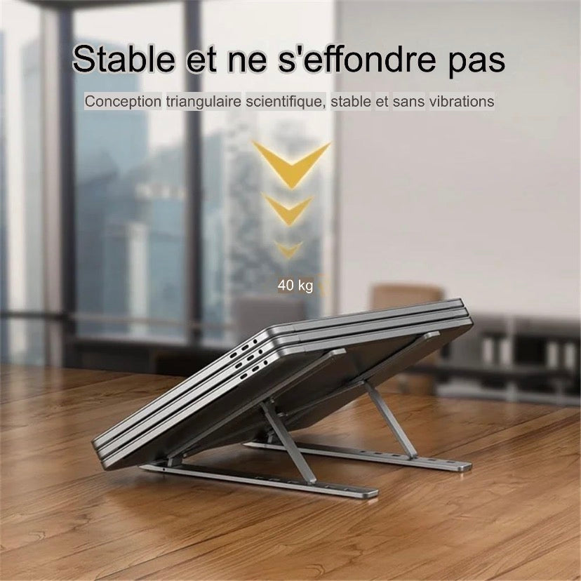 Support Laptop Aluminium Réglable — Ergonomie & Ventilation Optimale