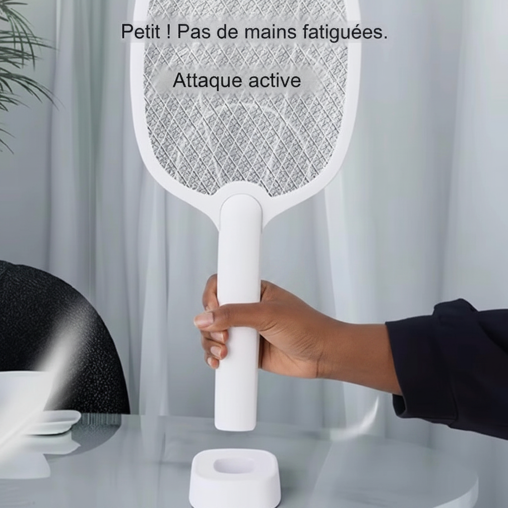 Raquette Anti-Moustiques 2-en-1 — Raquette + Lampe UV | Weidasi WD-958